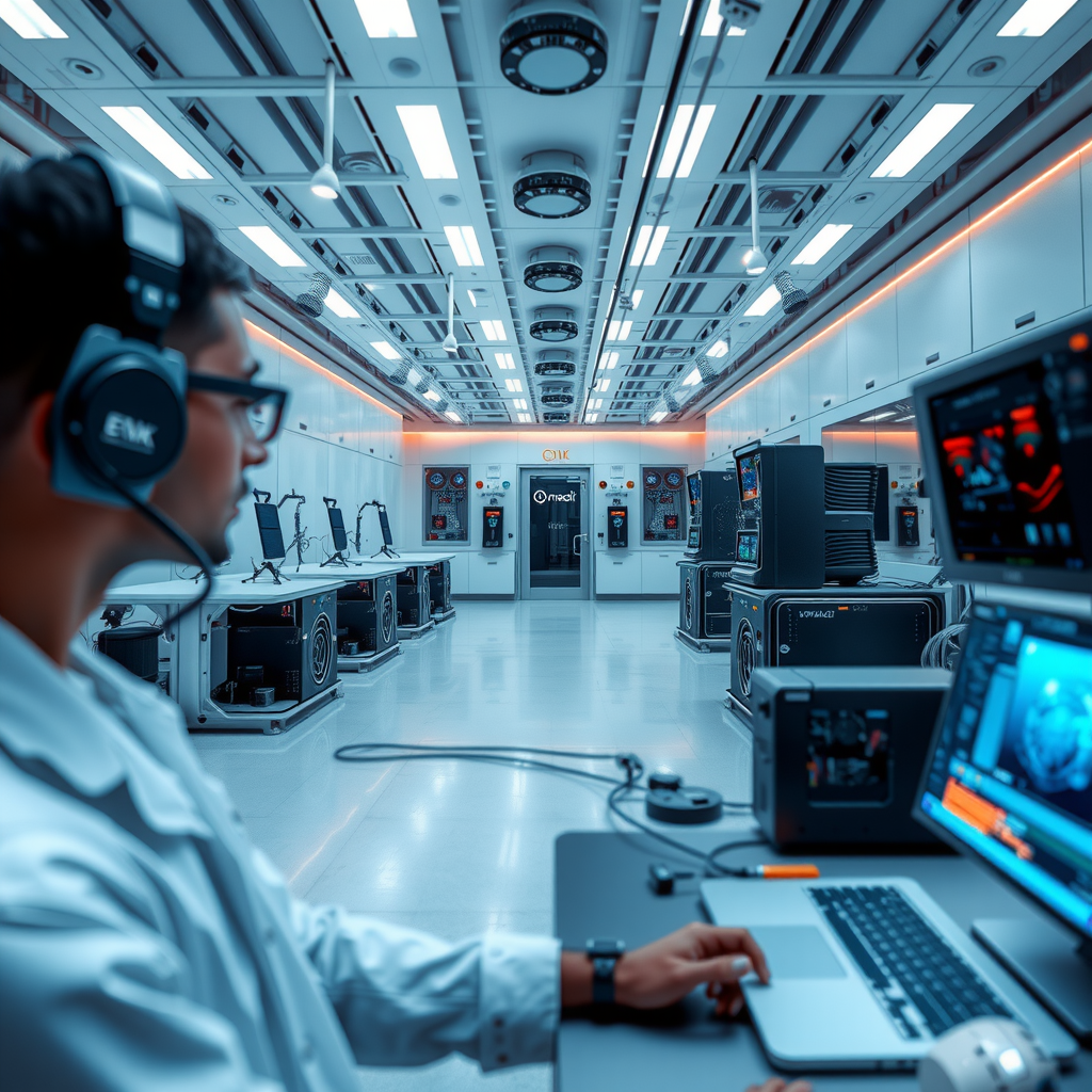 Futuristic technology laboratory showcasing emerging technologies including machine learning neural networks, edge computing devices, progressive web application interfaces, and quantum computing visualization representing breakthrough innovations shaping tomorrow's digital landscape